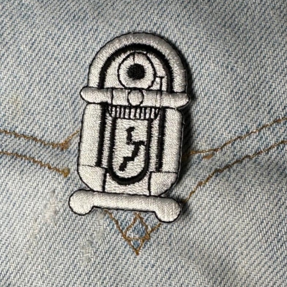 50's Jukebox Iron On Patch White 2" Embroidered Applique‎ DIY Crafts Decoration